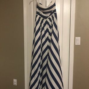 Strapless Navy & White long dress